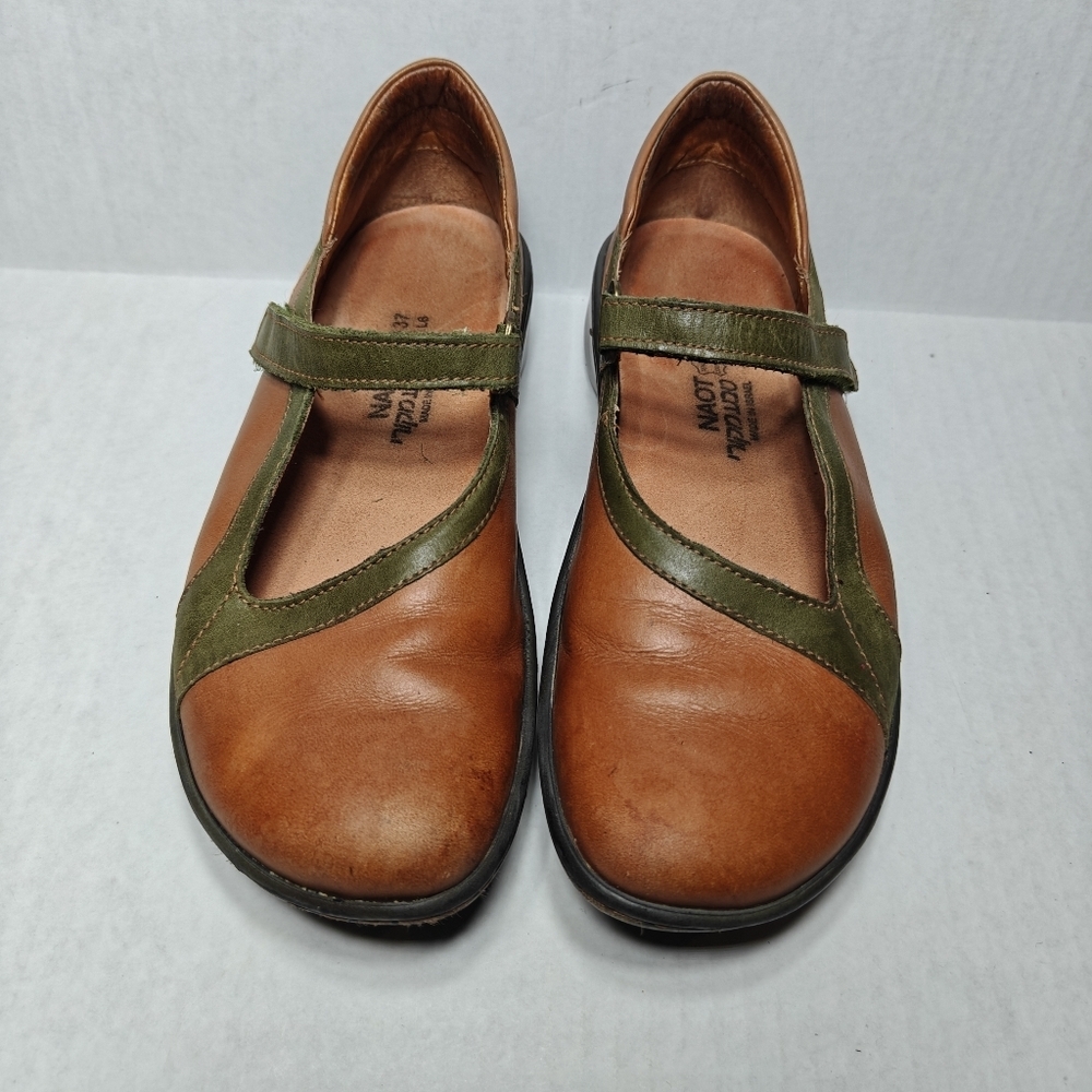 NAOT Minke Mary Jane Brown Olive Silver Leather Strap Women's Shoes Size 6 EU 37 - Picture 2 of 10